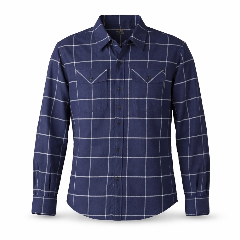Patagonia Navy and White Plaid Men's Shirt